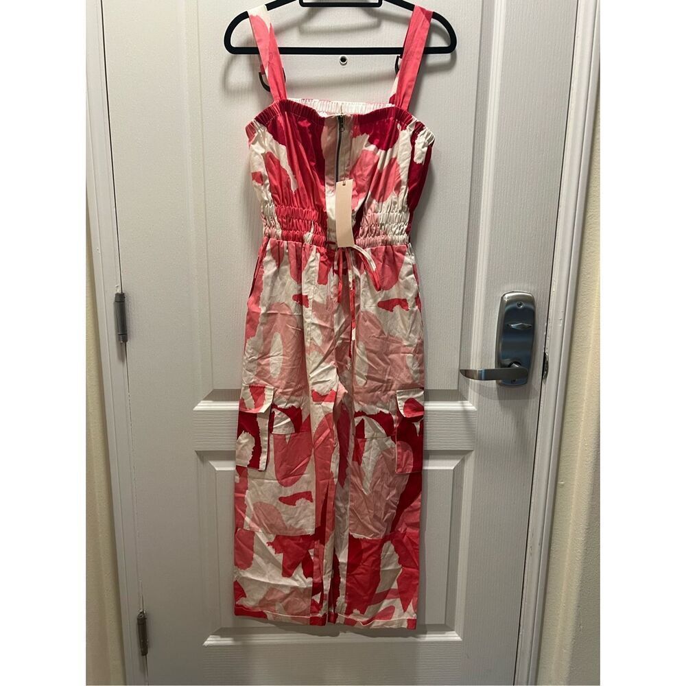 Ceibon Multiple pink abstract jumpsuit with cargo pockets. Size S - Picture 6 of 7